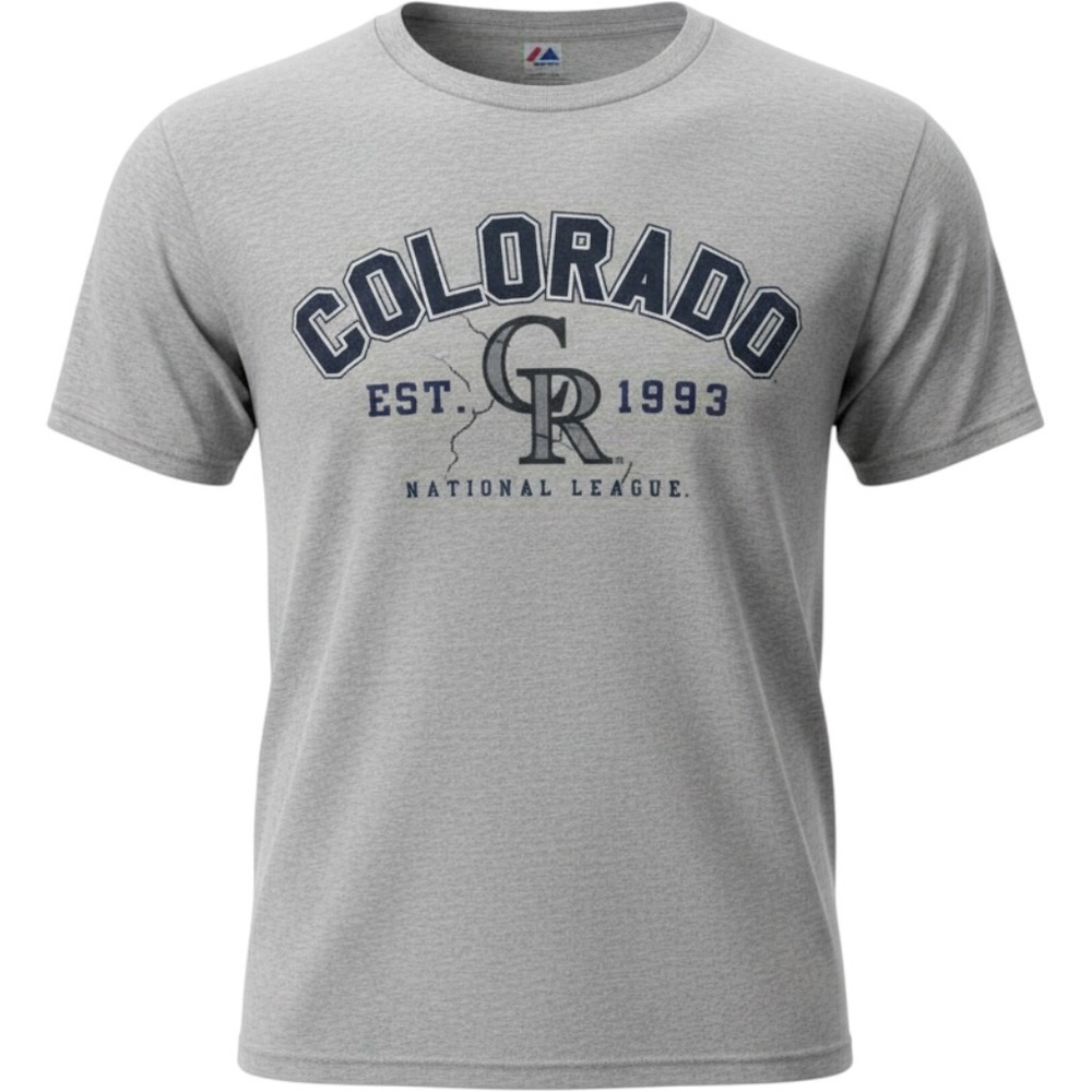 Majestic Colorado Rockies MLB T-Shirt Mens‎ Large Gray Est 1993 National League
